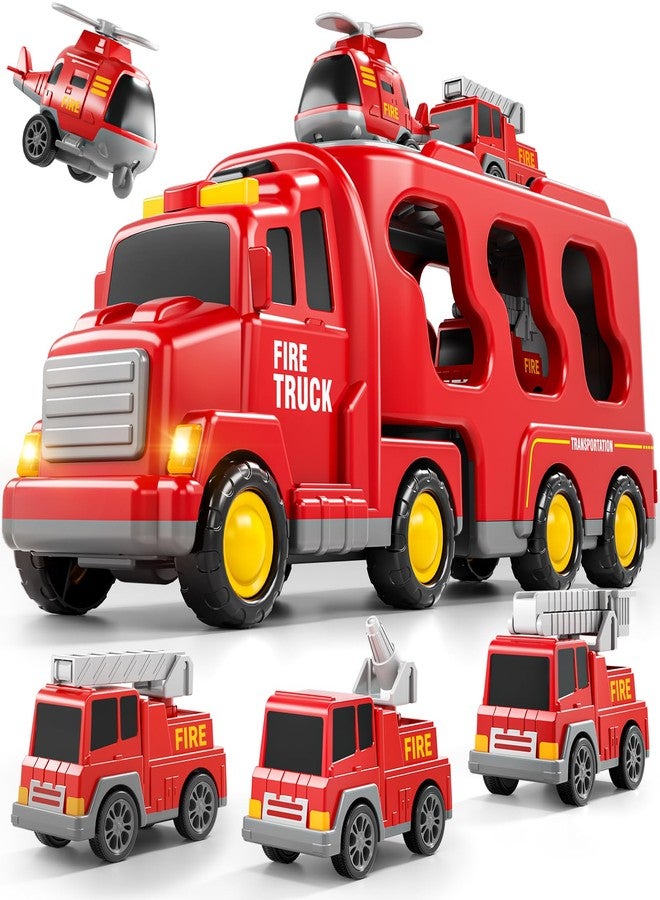Bennol 5-in-1 Fire Trucks Toy Set for Boys Age 1-3 3-5, Fire Car Truck for Toddlers 1 2 3 4 5 6 Years Old, Christmas Birthday Gift Car Sets with Light Sound - Image 1